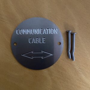 Underground Cable Route Markers - Communication - CC100-2, Stainless Steel 100mm dia Communication Cable with double arrow