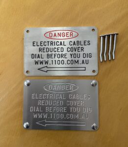 150 x 100mm Danger Electrical Cables Reduced Cover Dial Stainless Steal Plates