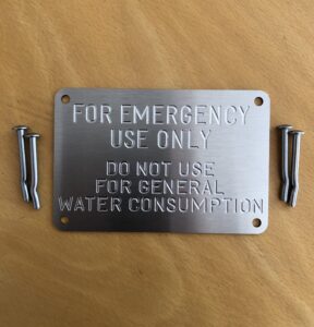 150 x 100mm Custom For Emergency Use Only Stainless Steal Plate