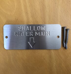 150 x 65mm Shallow Water Main with Down Arrow Stainless Steal Plate