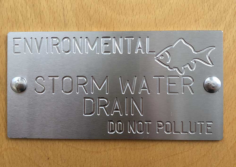 150 x 75mm Environmental Storm Water Drain with Fish Stainless Steal Plate