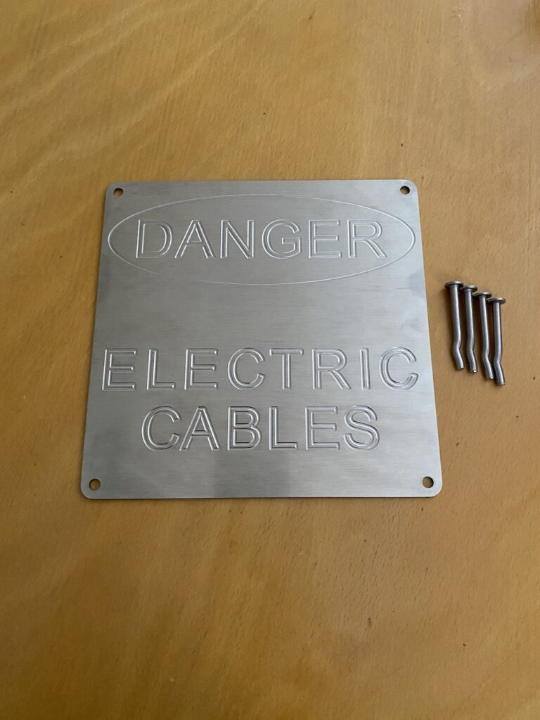 Danger Electric Cables 200 x 200mm Stainless Steel Marking Plate ...