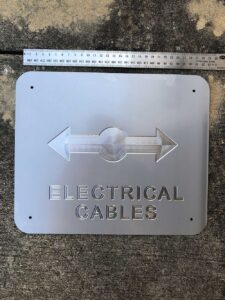 300 x 250mm by 4mm Thick Custom Electrical Cables with Spice Double Arrow Stainless Steal Plate