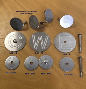 60mm and 38mm Diameter Stainless Steal Tags with Fixed Legs