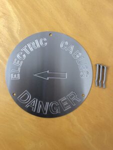 Electrical Cables Danger with Arrow Stainless Steal Plate