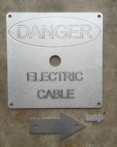 Danger Electric Cable and Arrow Stainless Steal Plages